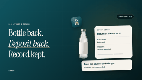 Charge DRS deposits online and in POS, refund returned bottles
