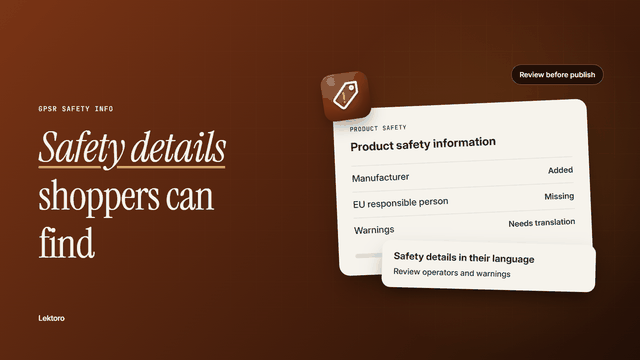 Mostre nos produtos o fabricante, o contacto na UE e as advertências (GPSR)