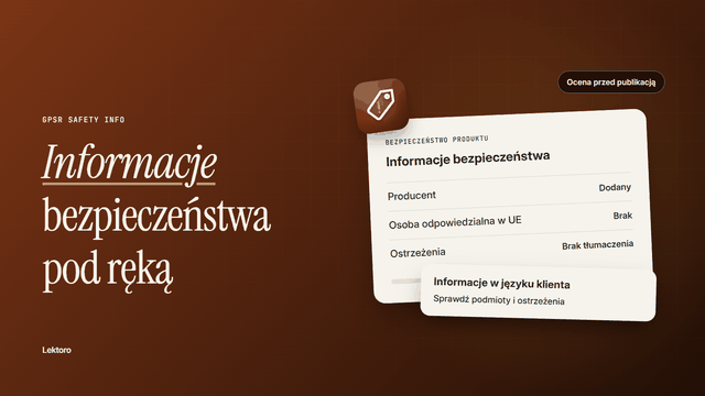 Producent, kontakt w UE i ostrzeżenia GPSR na karcie produktu