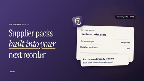 Reorder in full cartons and MOQs, then create purchase orders