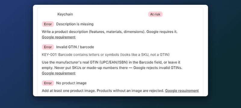 Plūsmas audits ar produktu problēmām un norādēm, kā labot katru no tām
